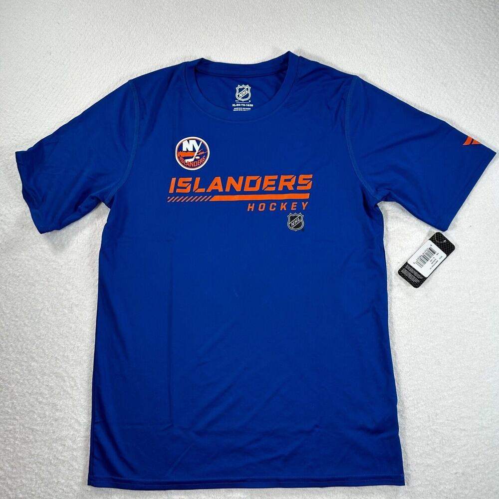 NY Islanders NHL Blue Orange Logo Hockey Short Sleeve T-Shirt Youth XL 18/20 New